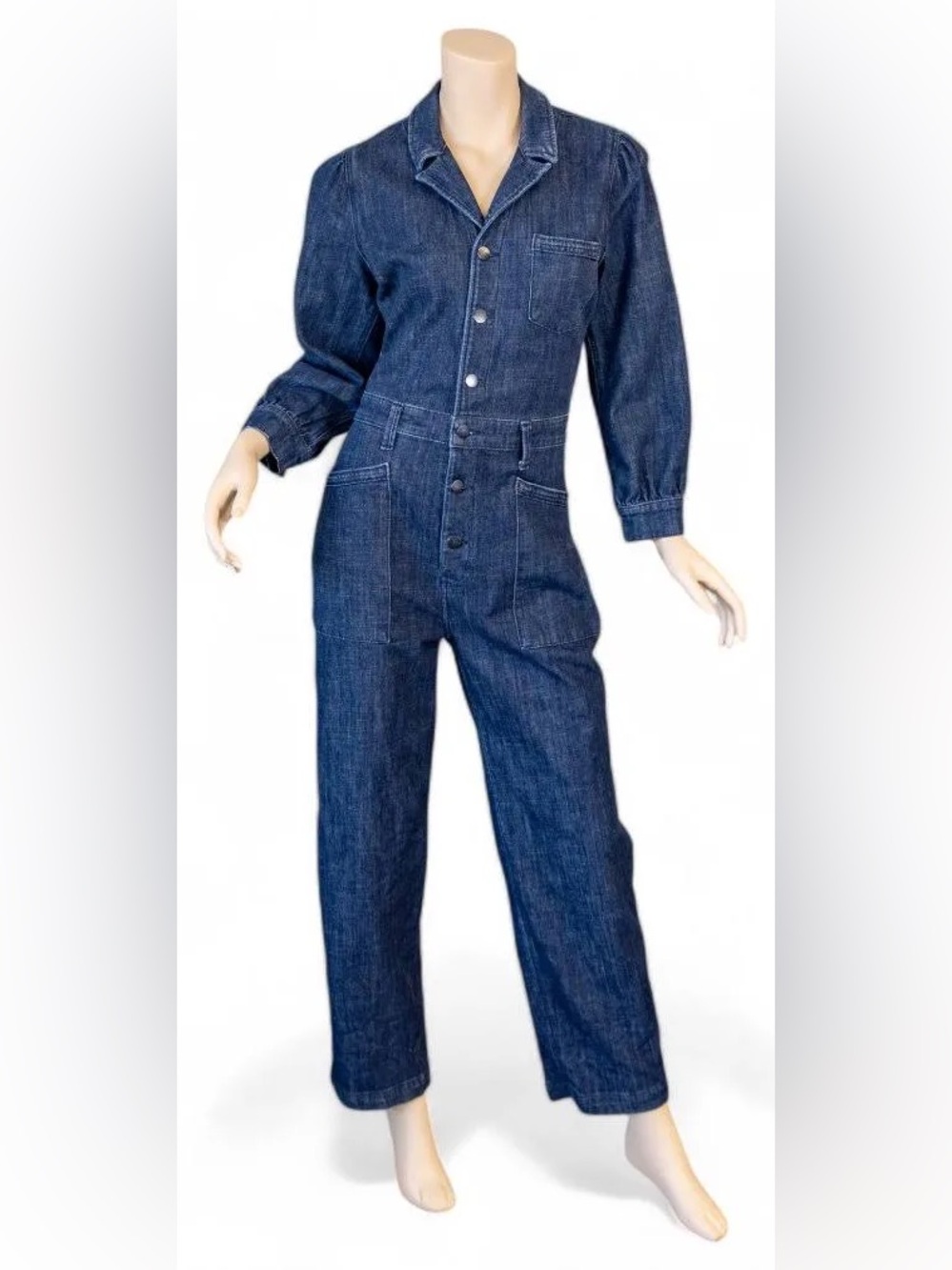 Joe’s Jeans Raye Denim Wide Leg Jumpsuit Long Sleeve Size Large